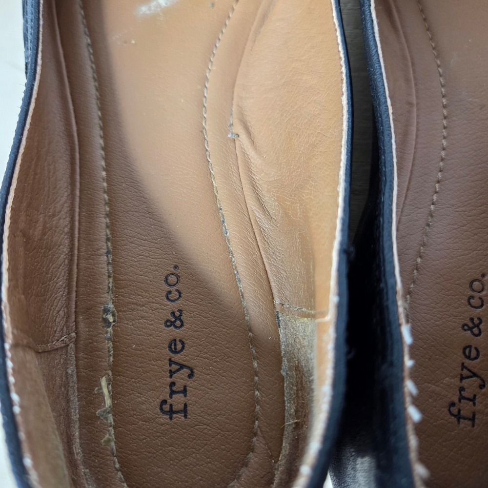 Frye & Co Womens Black Leather Whipstitch Round Toe Ballet Flats Shoes Size 8.5 - Picture 6 of 15